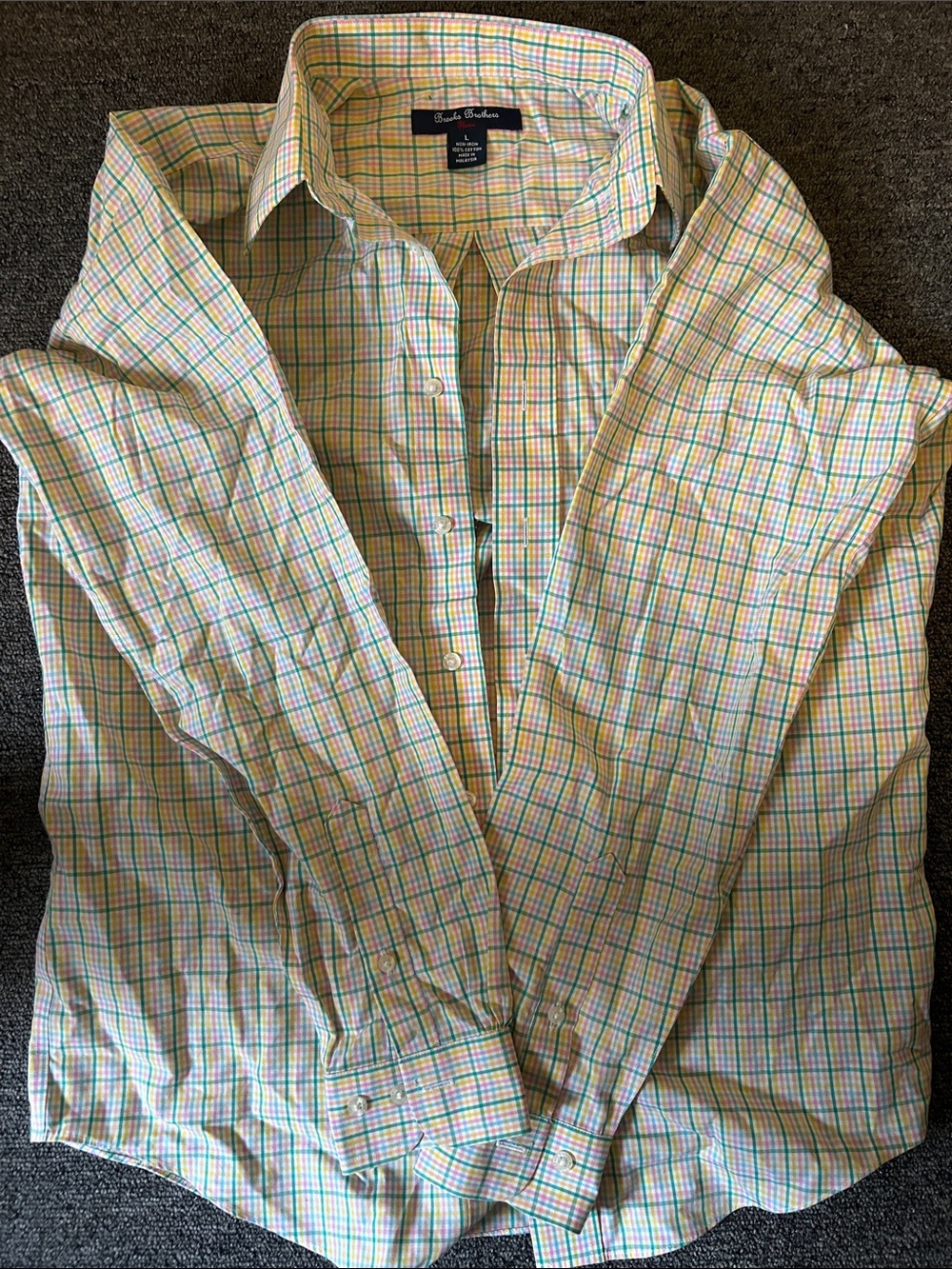 Brooks Brothers Yellow Plaid Lightweight Shirt Jacket with Pastel Accents
